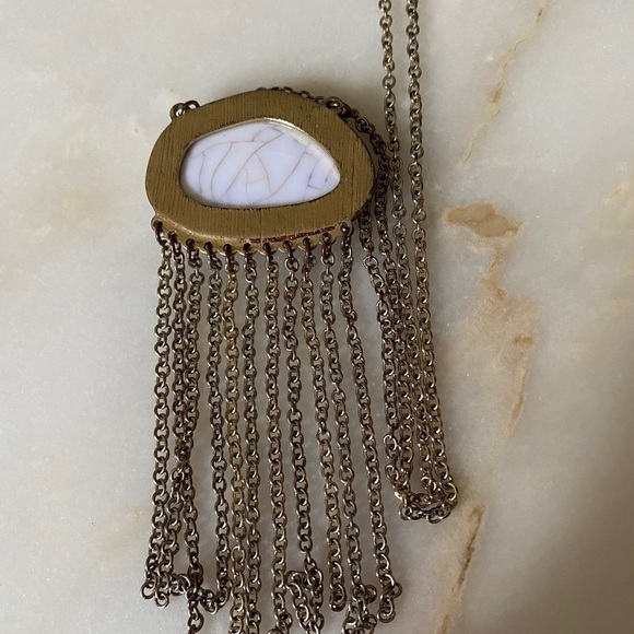 Fashion Long Necklace with Chain Fringe Boho Hippie Style Gold Tone - Picture 5 of 7